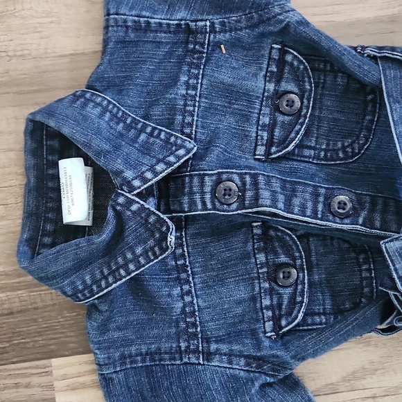 DENIM Longsleeve Button Down Tye Dress Size 12mo Pockets - Picture 6 of 6